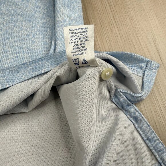 Stitch Mens Light Blue Short Sleeve Paisley Print Summer Polo Shirt Size XL - Picture 7 of 10